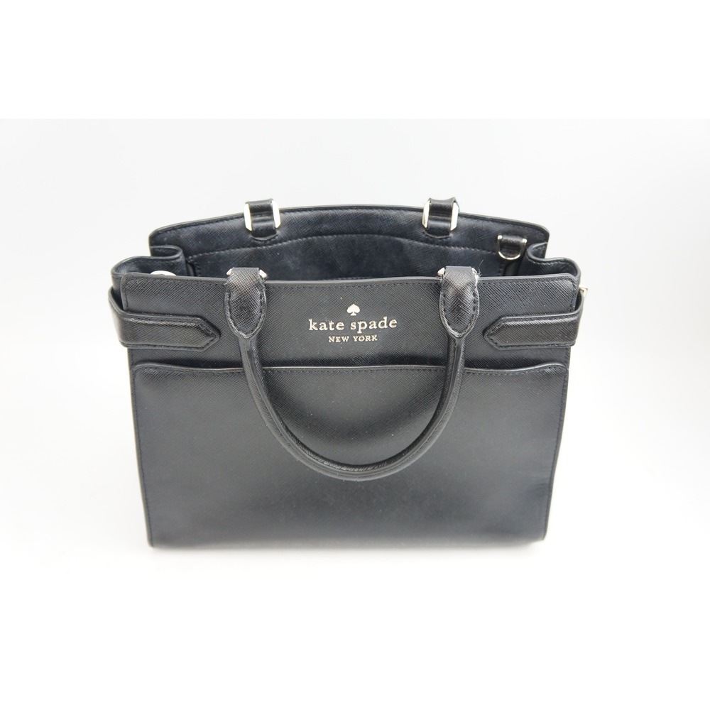 Kate Spade Staci Medium Satchel Black Saffiano Leather Top Handle Bag VGC